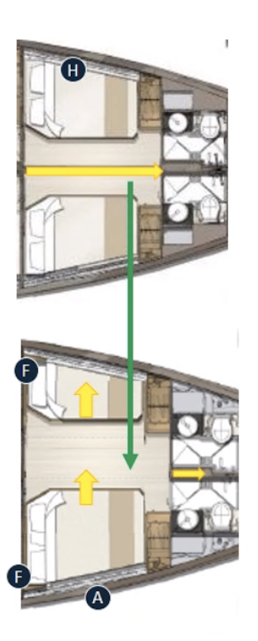 Jeanneau 60 Yacht forward cabin convertible